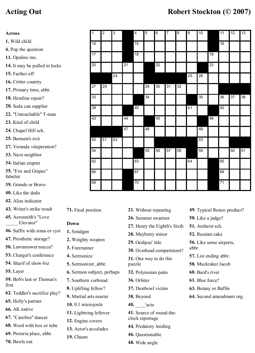 7 Printable Crosswords Printable Crossword Puzzles