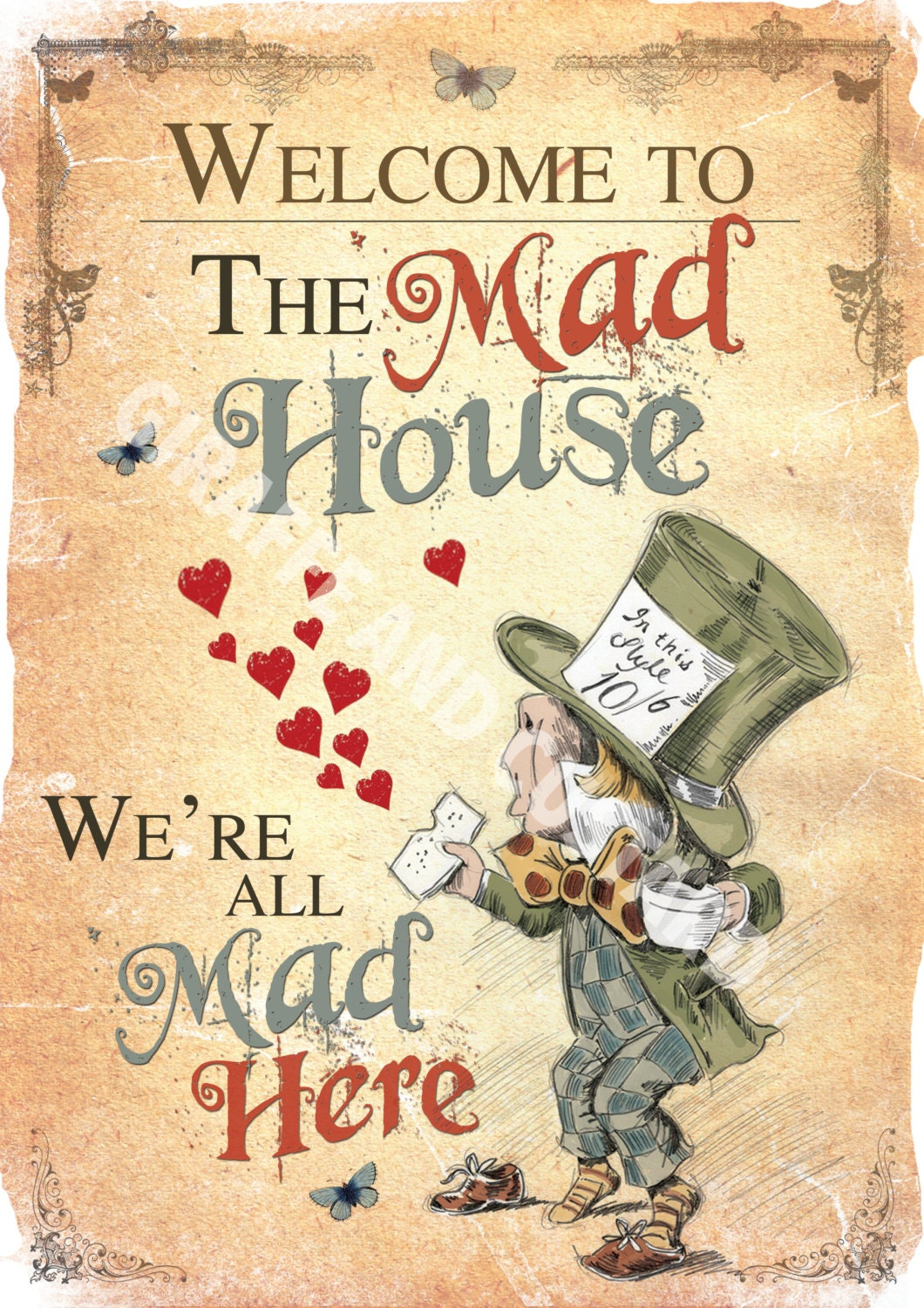 Alice In Wonderland Printable A4 Poster Art Mad Hatter