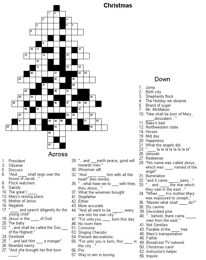 Christmas Crosswords For Adults Printable