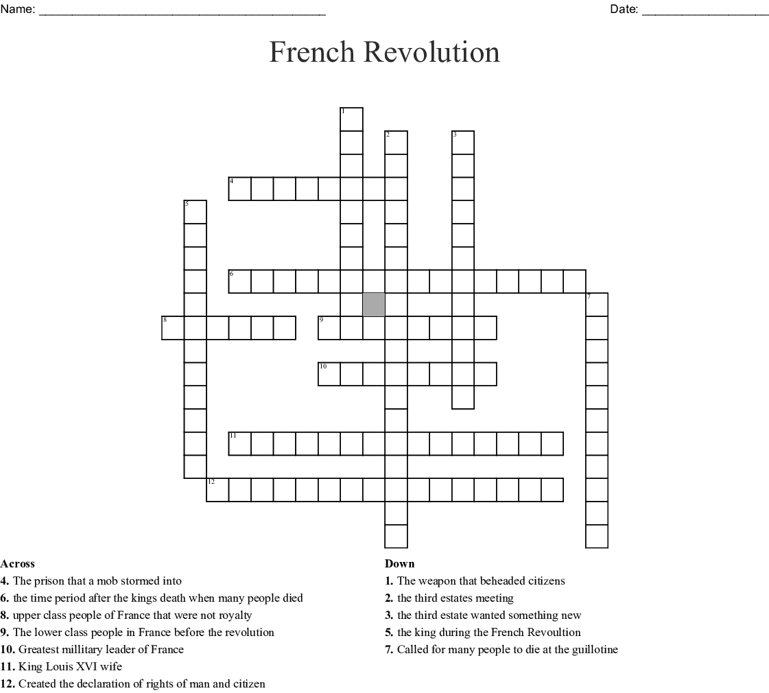 Crossword Puzzles In French Printable Printable Crossword Puzzles