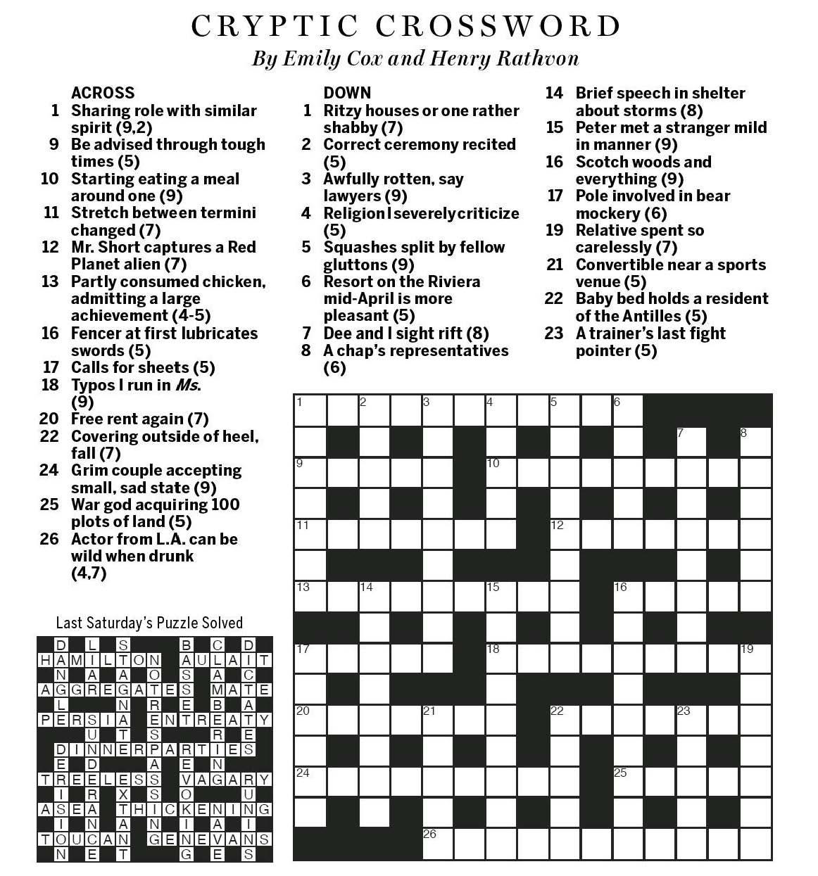 Cryptic Crosswords To Print Printable Crossword Puzzles Online