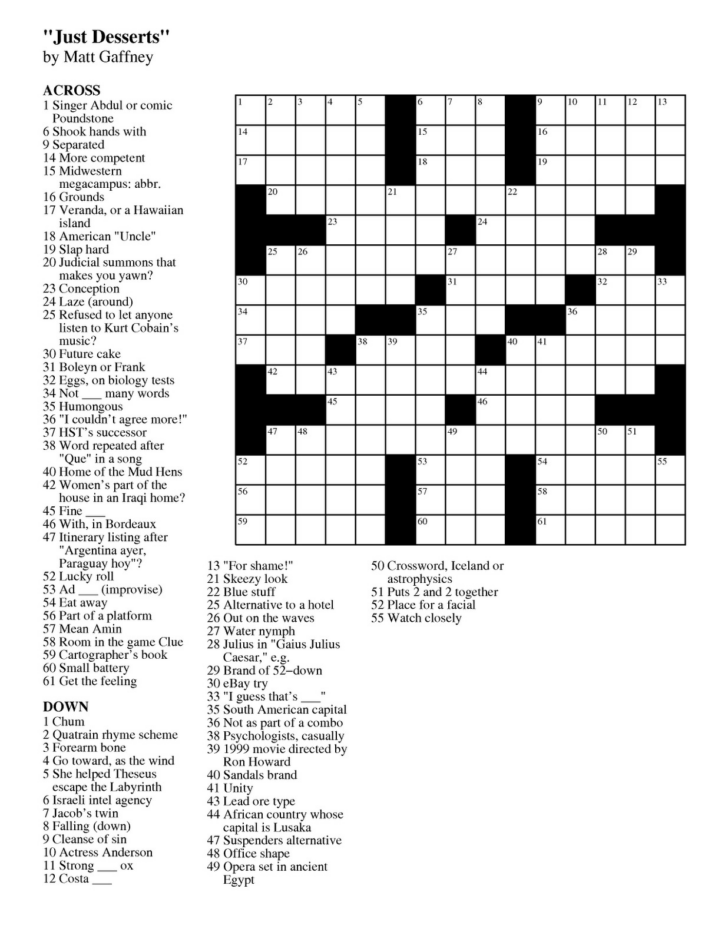 7 Free Daily Crossword Puzzles Printable