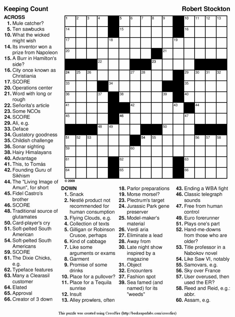 Daily Crossword Puzzle Printable Thomas Joseph Printable Crossword ...