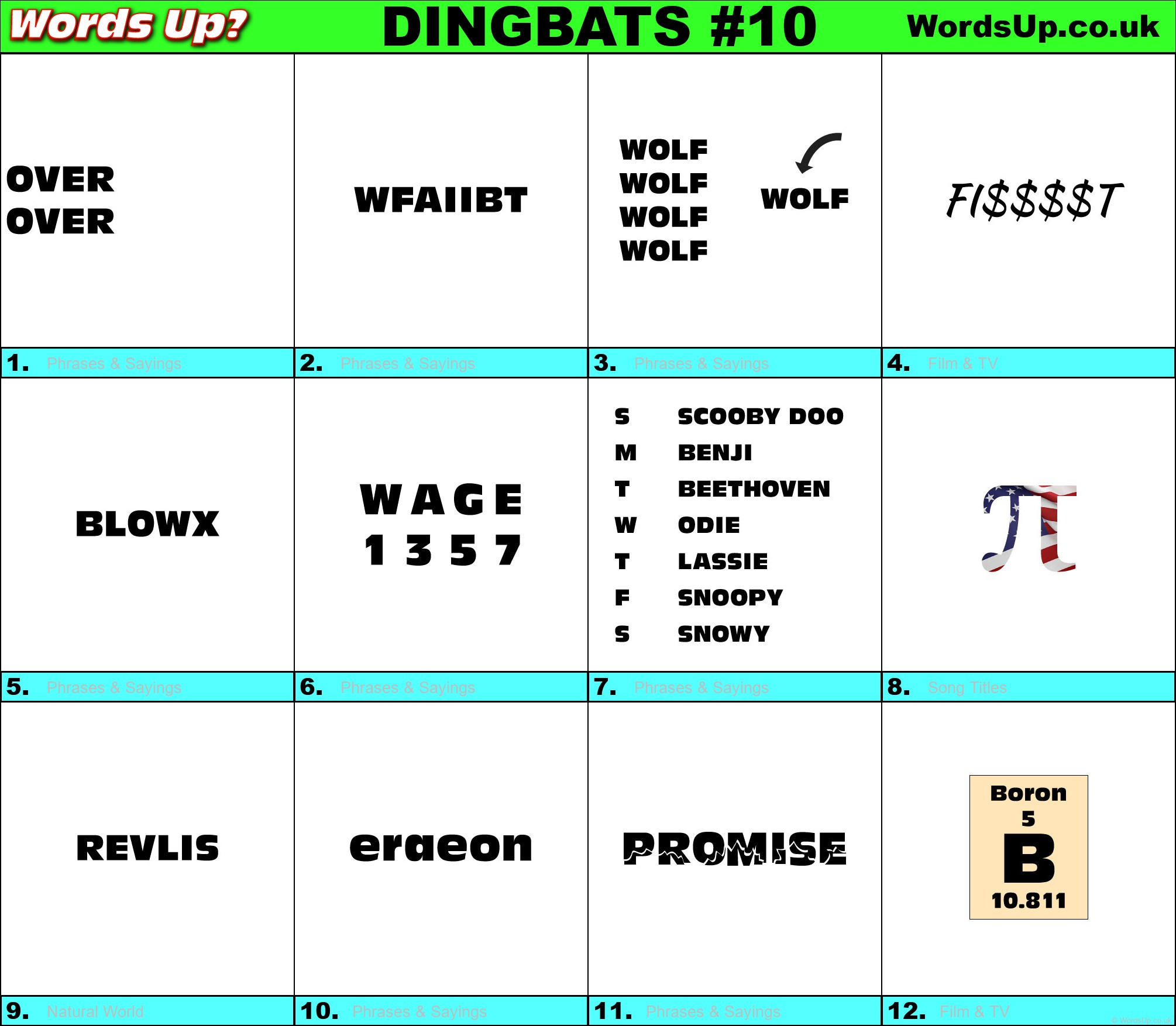 Dingbats Quiz 10 Find The Answers To Over 710 Dingbats Words Up Games
