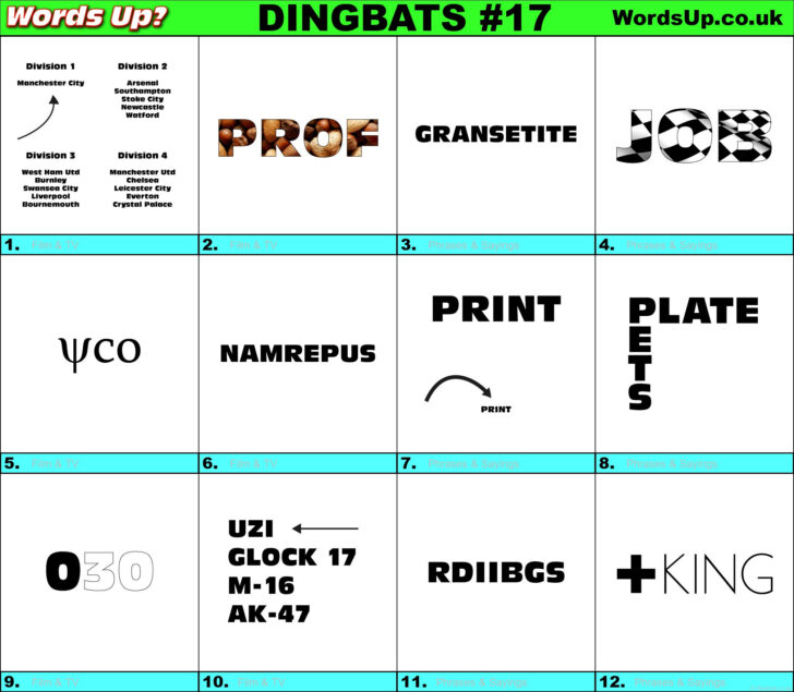 Dingbats Answers Printable