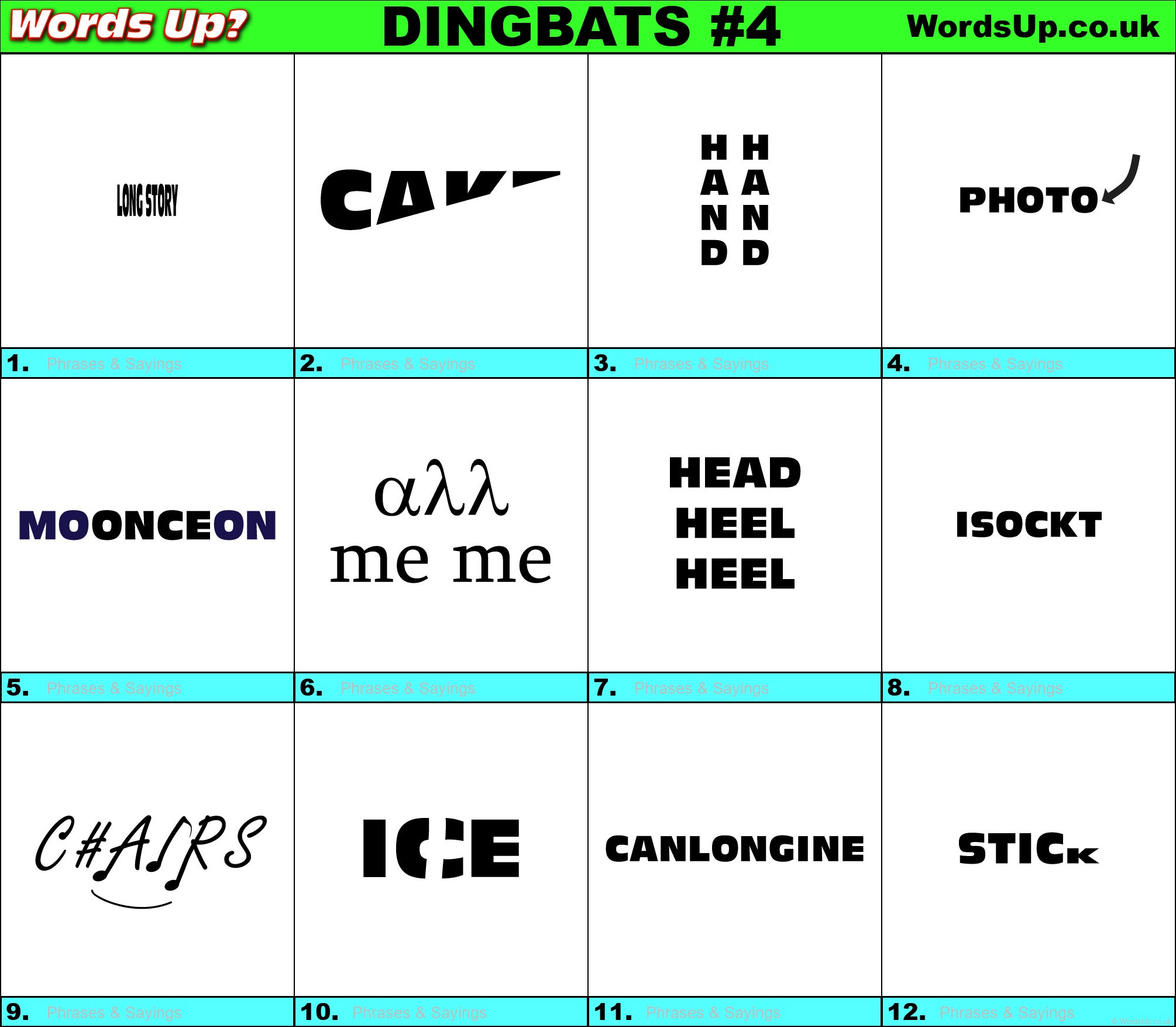 Dingbats Quiz 4 Find The Answers To Over 700 Dingbats Words Up Games