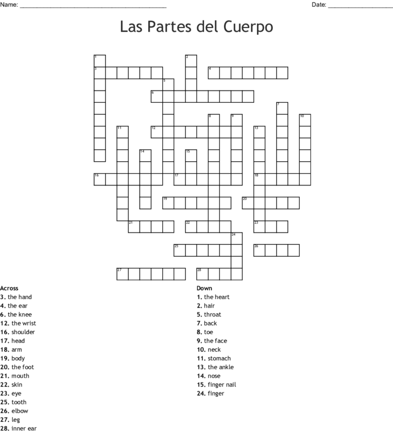 Easy Spanish Crossword Puzzles Printable Printable Template Free