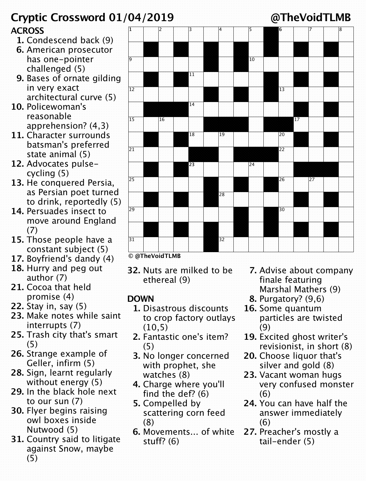 Cryptic Crosswords To Print Off Printable James Crossword Puzzles