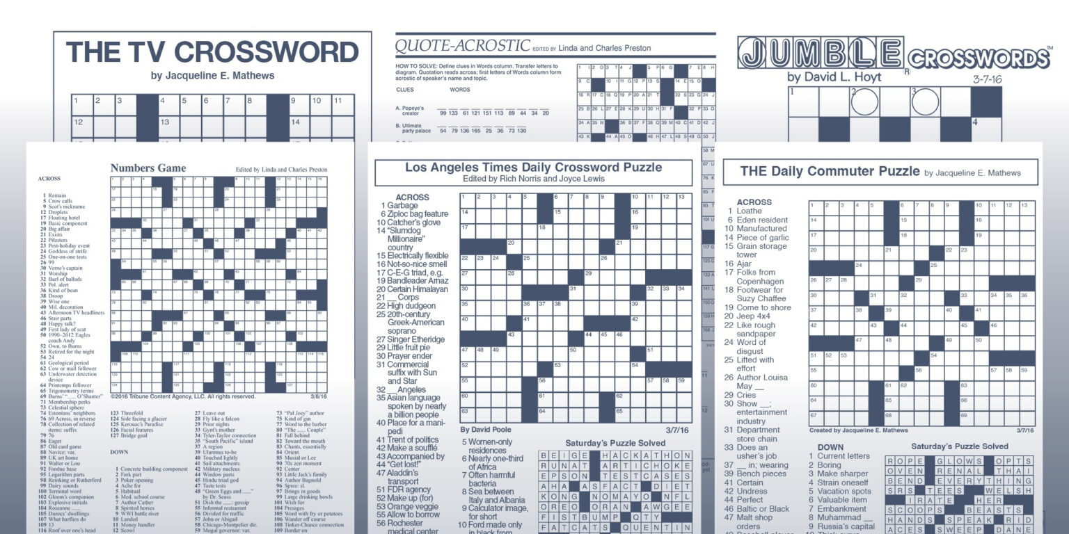 Free La Times Crossword Printable Free Printable James Crossword Puzzles