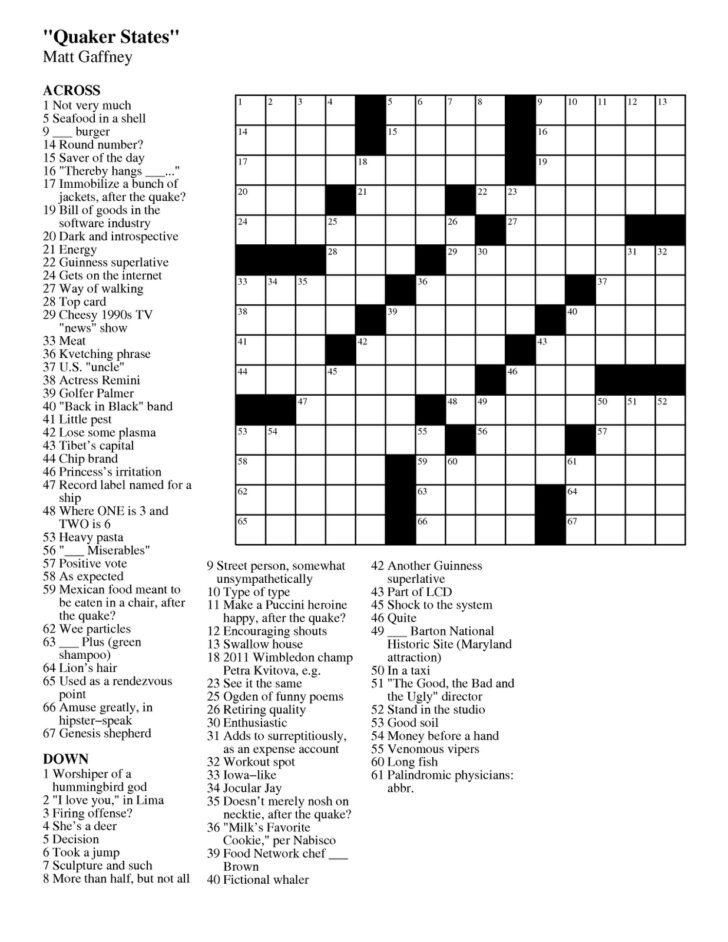 Free Printable Crossword Puzzles #1