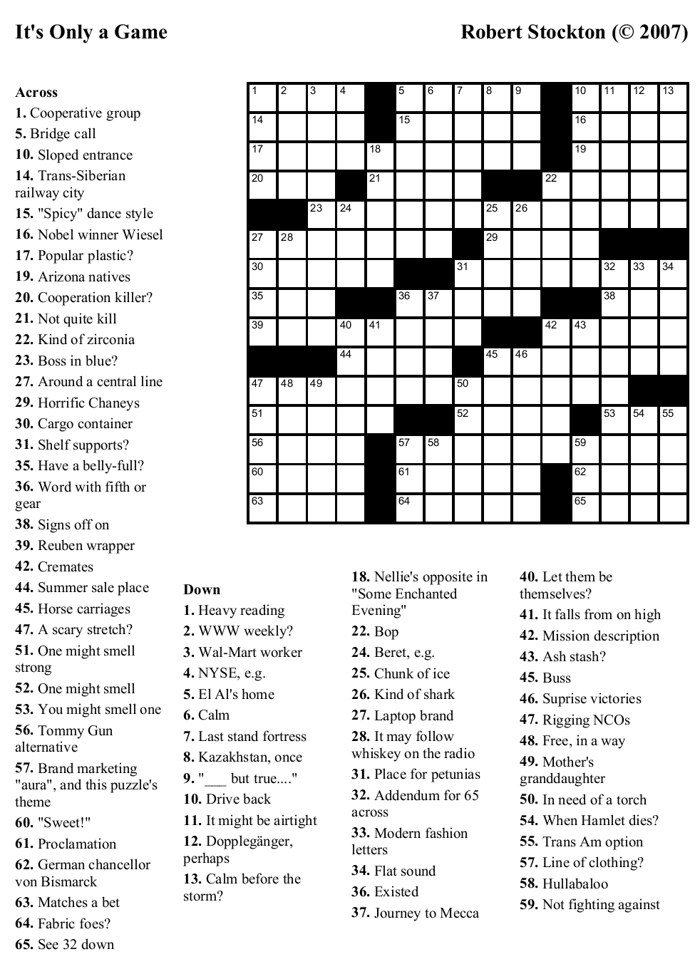 Free Printable Crosswords For Dementia James Crossword Puzzles