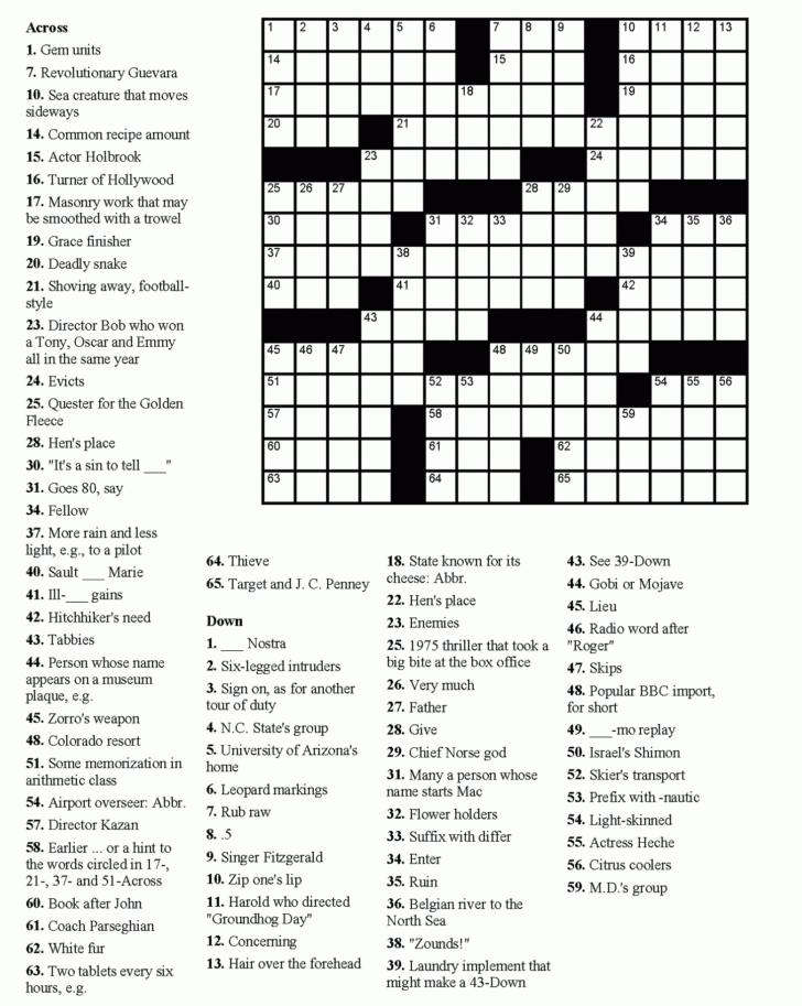 Printable Crosswords For Dementia