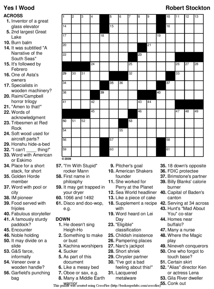 Free Printable Crosswords For Dementia