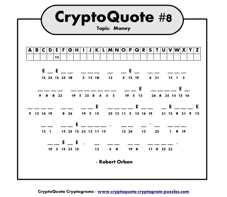 Printable Cryptogram Puzzles For Adults