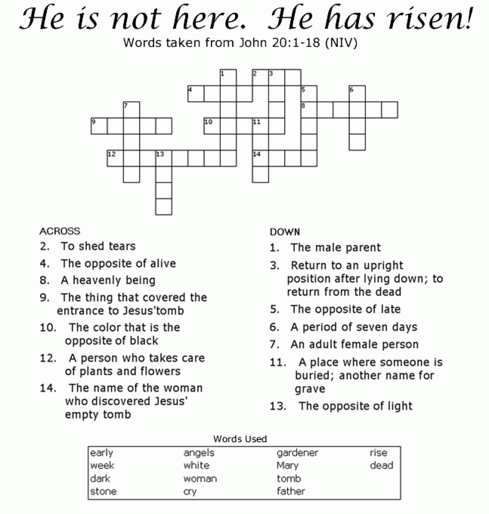 Free Easter Crossword Puzzles Printable James Crossword Puzzles