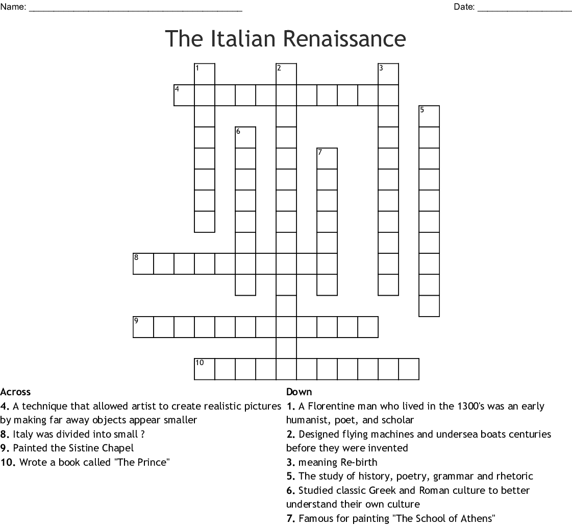 Free Printable Italian Crossword Puzzles Printable Crossword Puzzles