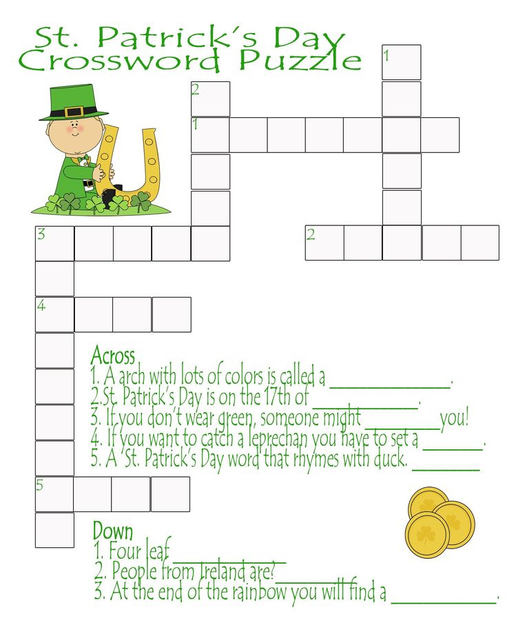 Free Printable St Patricks Day Crossword Puzzles Printable Crossword 