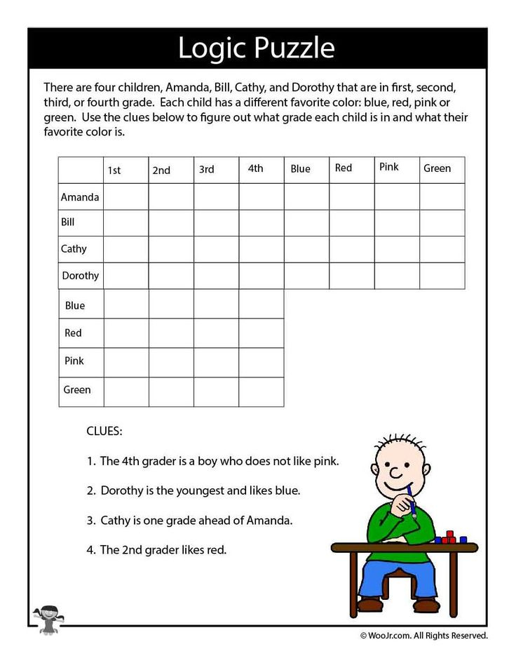 Hard Logic Puzzle For Kids Woo Jr Kids Activities Math Logic 