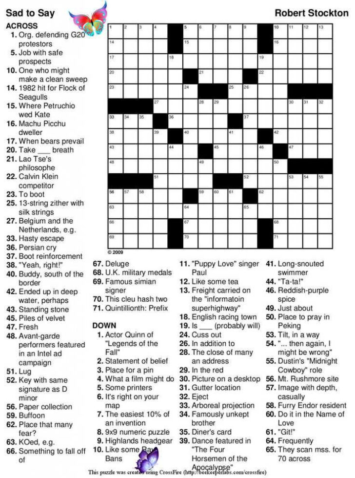 Seven Daily Printable Crossword Puzzles