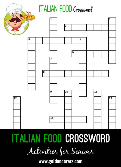 Italian Food Crossword In 2021 Crossword Word Puzzles For Kids 