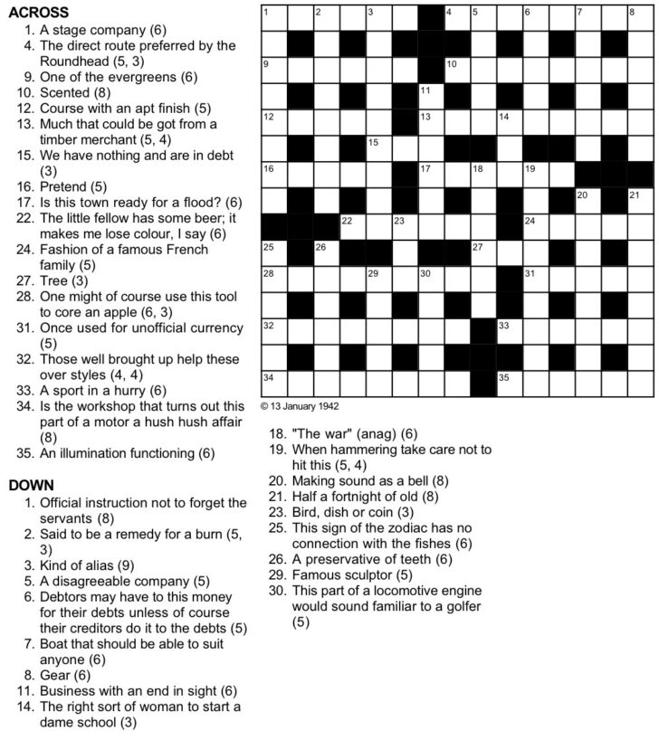 Cryptic Crosswords To Print Off Printable