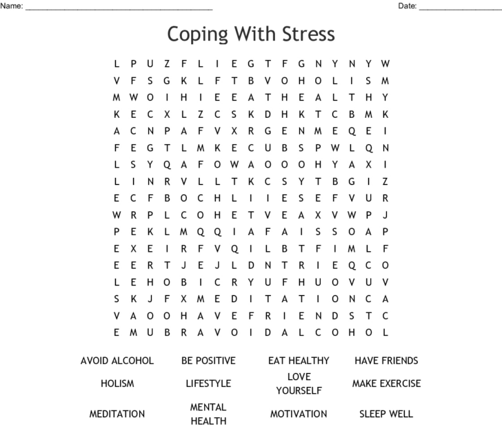 Printable Crossword Puzzles On Stress