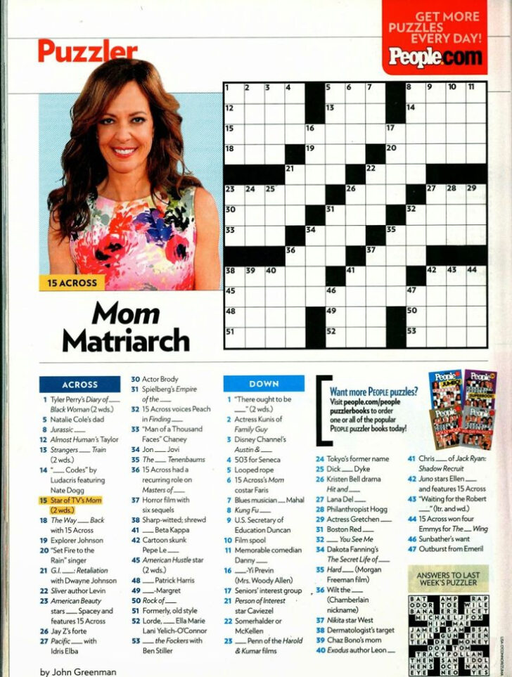 People Magazine Crossword Puzzles Printable