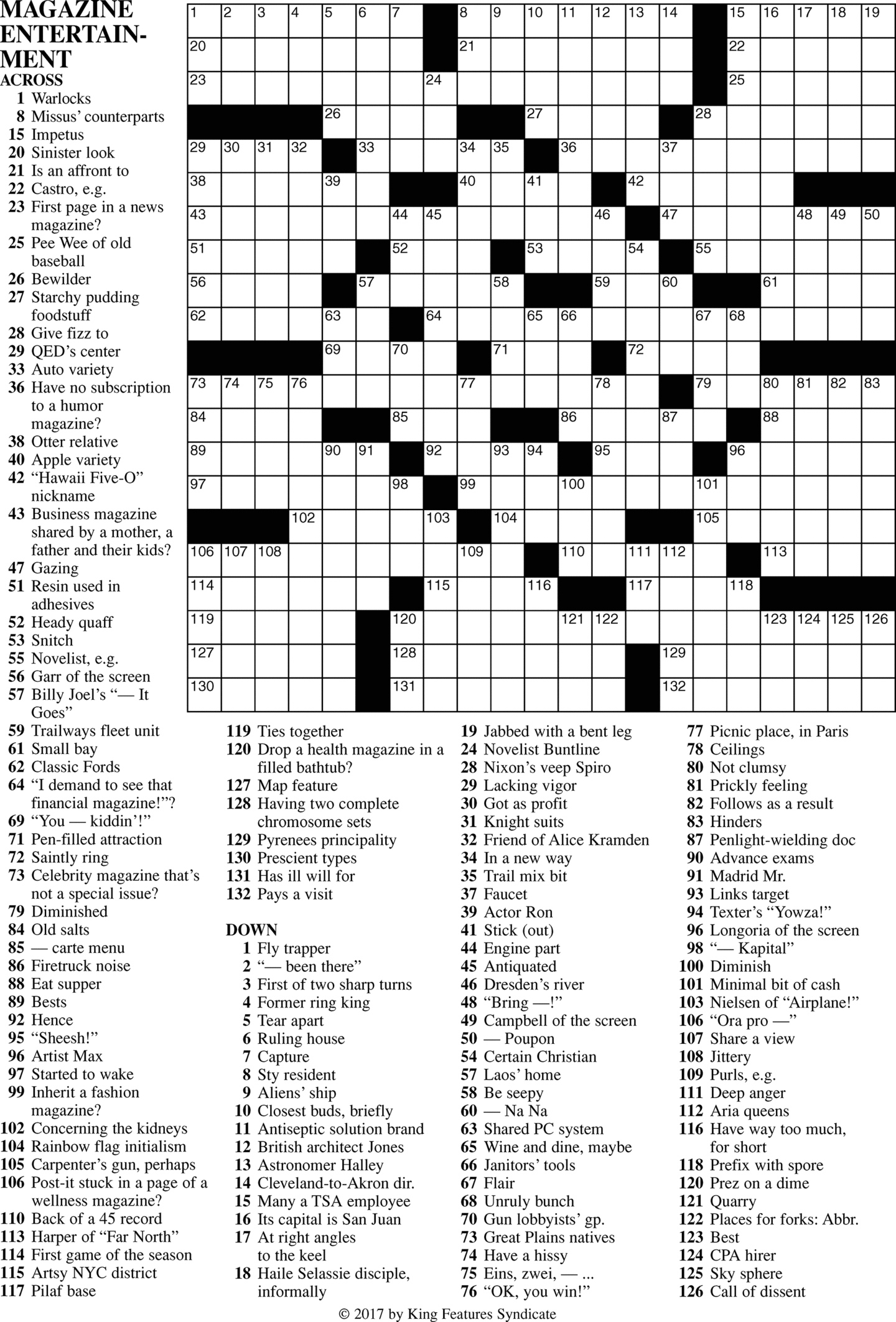 Matt Gaffney s Weekly Crossword Contest November 2009 Printable 