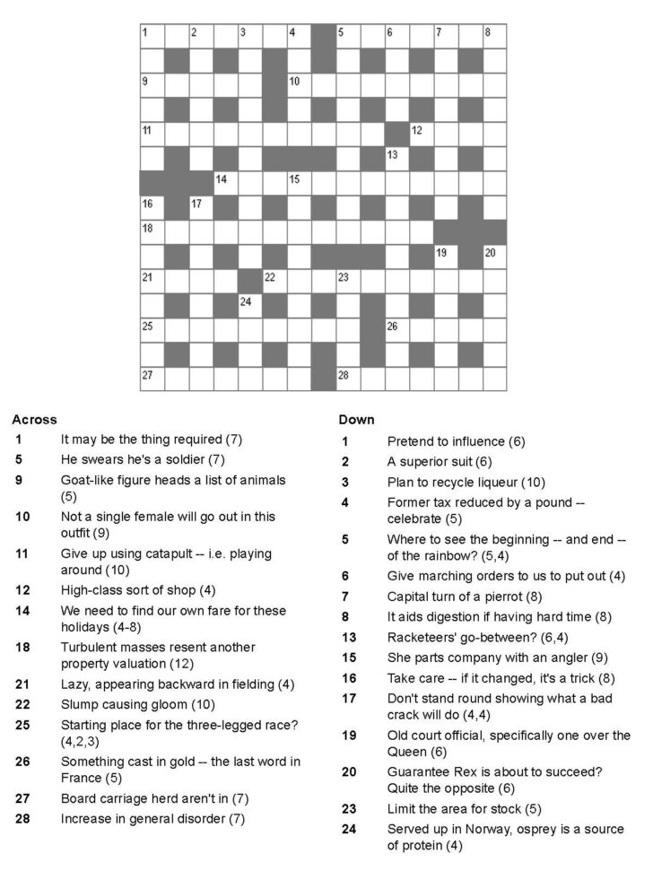 National Post Cryptic Crossword Forum Printable