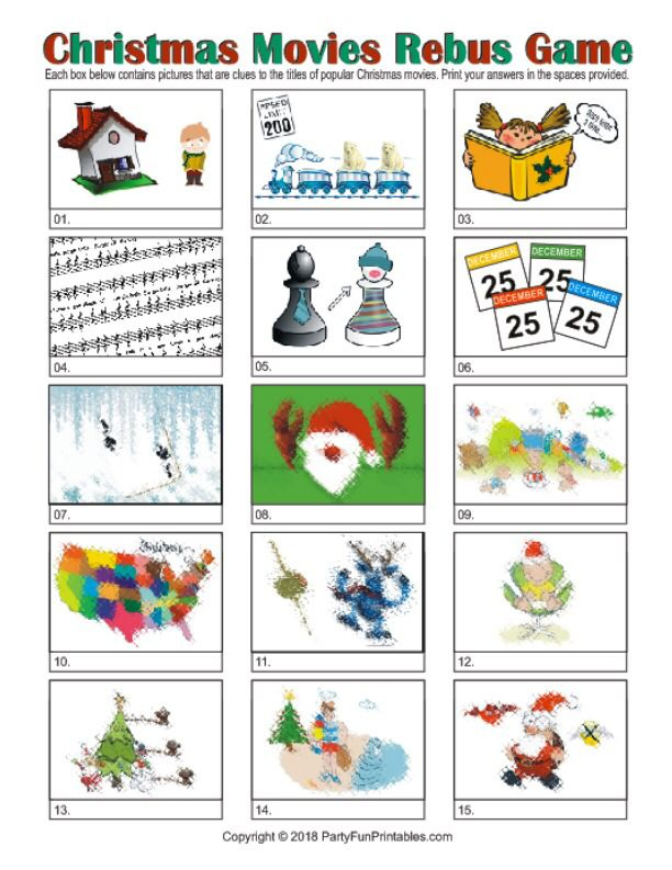 Printable Christmas Rebus Game Christmas Movies Picture Puzzles 
