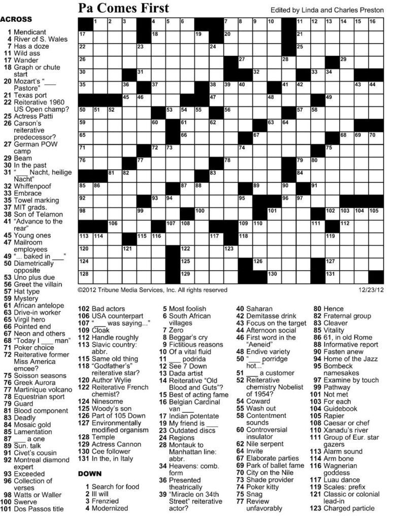 Printable Crossword Puzzle Boston Globe Printable Crossword Puzzles James Crossword Puzzles