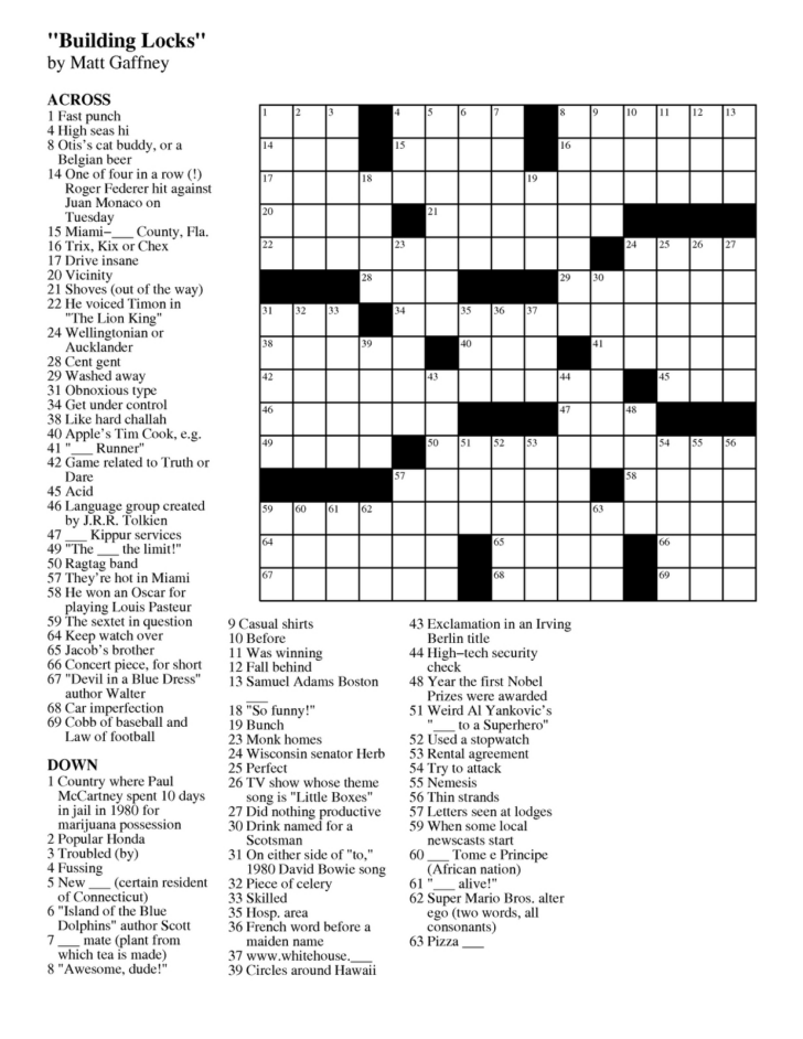 Free Printable Crossword Puzzles Easy-Medium