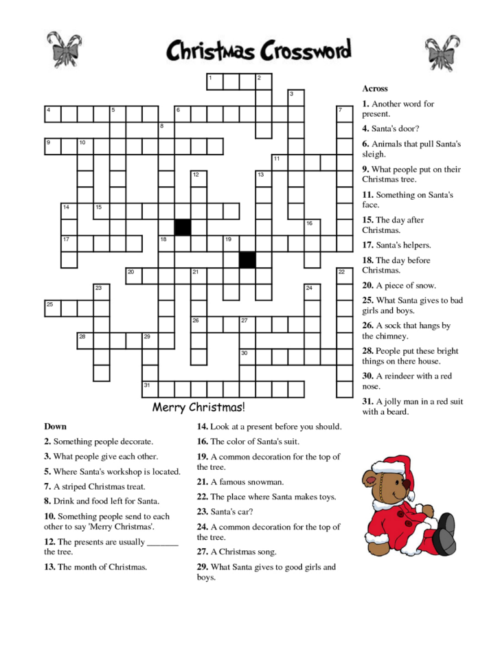 Printable Crossword Puzzles For 7 Year Olds With Answers Printable