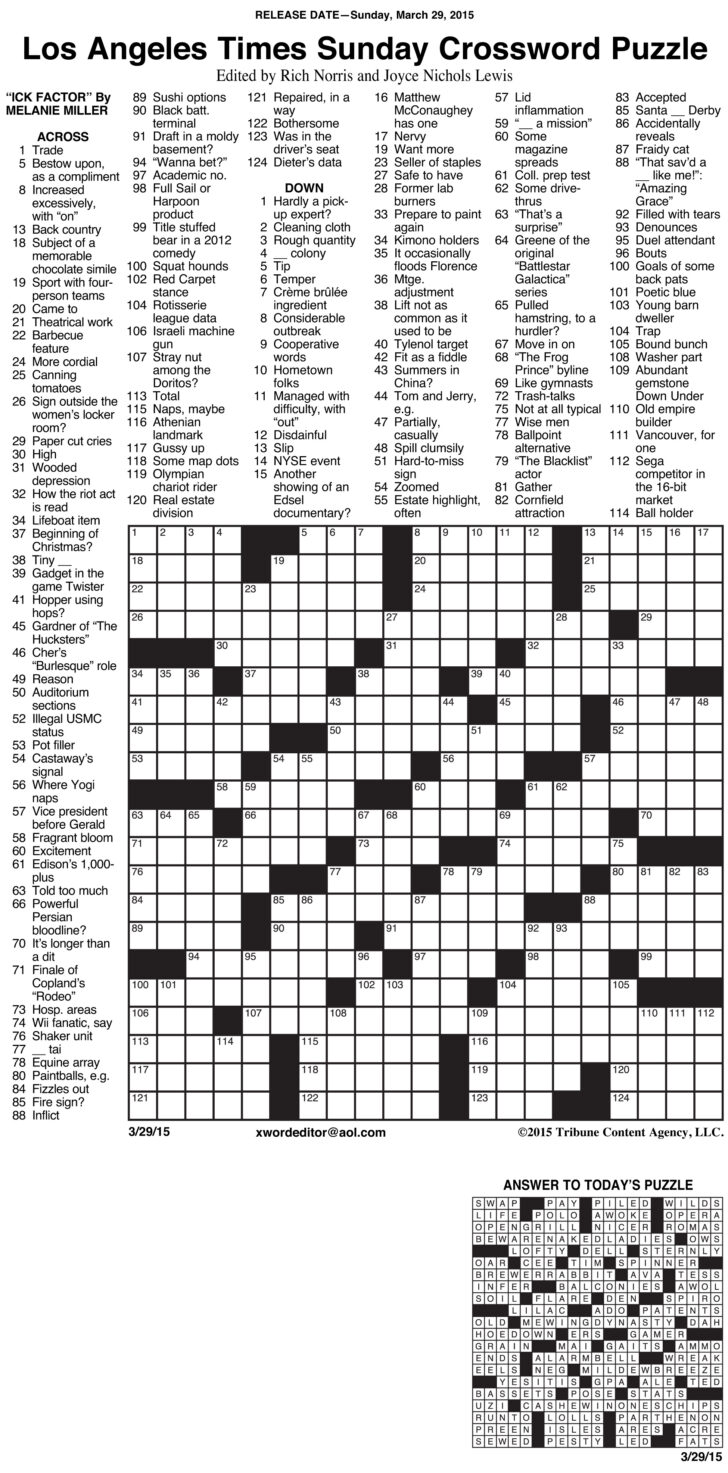 Boston Herald Crossword Printable