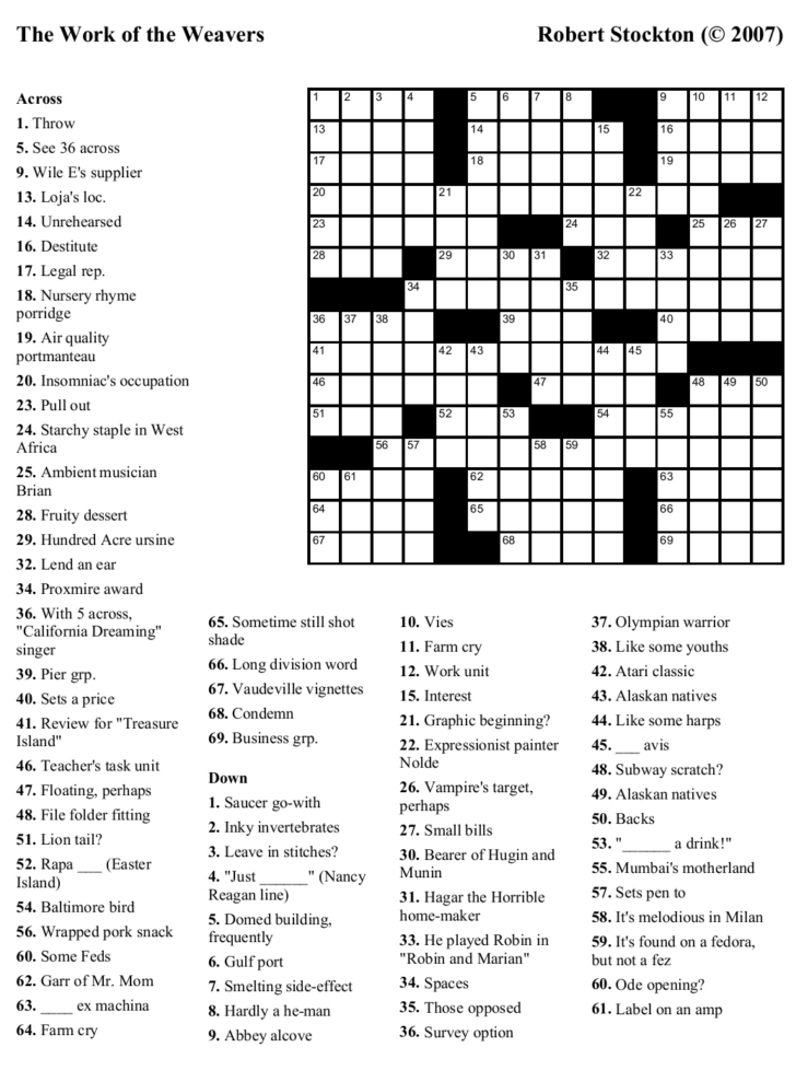 Crosswords For 8 Year Olds Printable