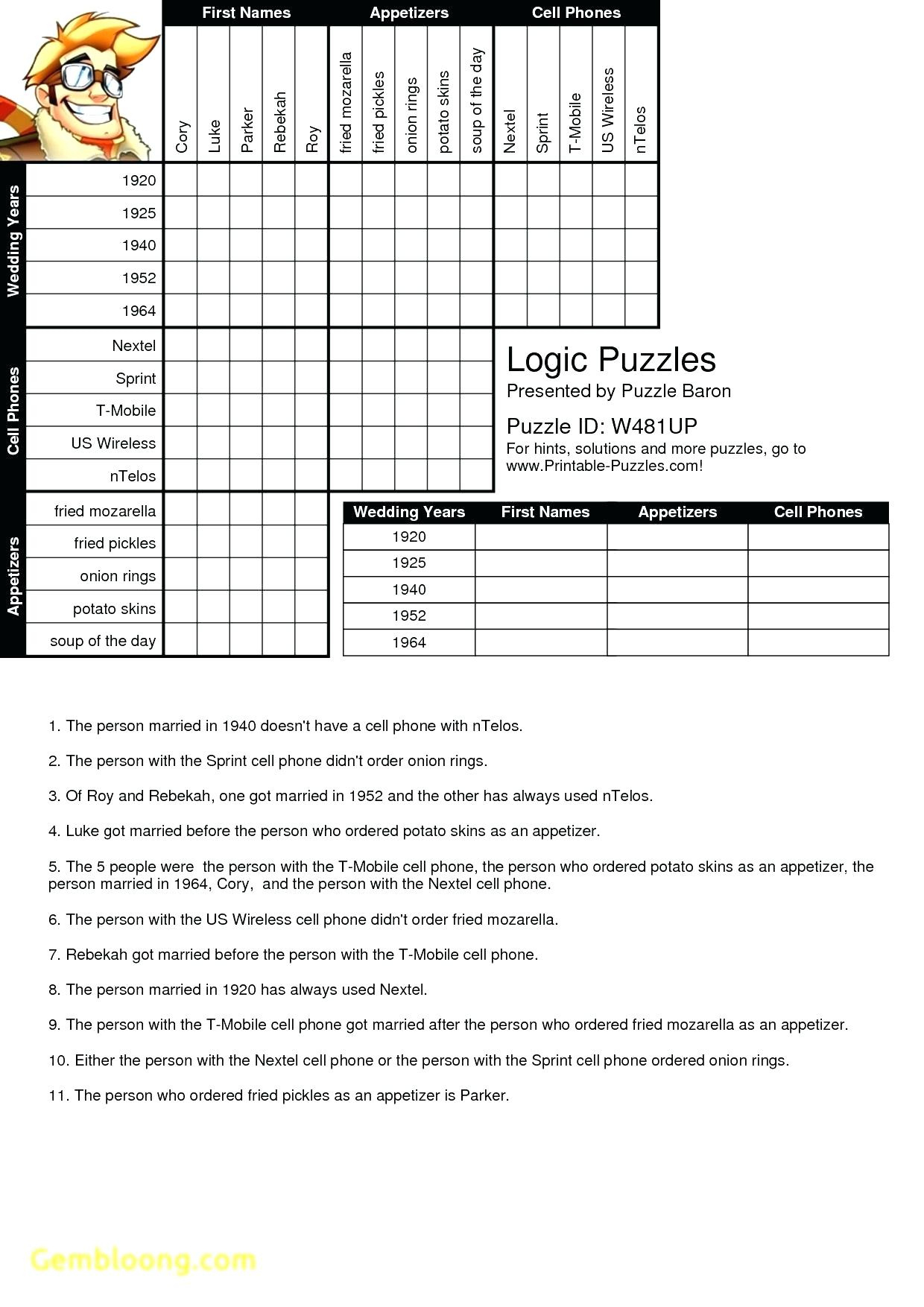 Printable Deduction Puzzles Printable Crossword Puzzles