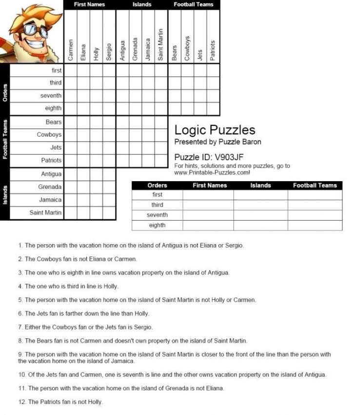 Deduction Puzzles For Adults Printable