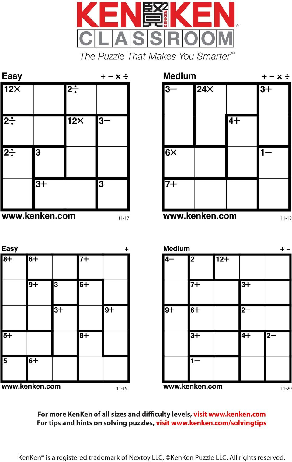 Printable Kenken Puzzles 9X9 Printable Crossword Puzzles