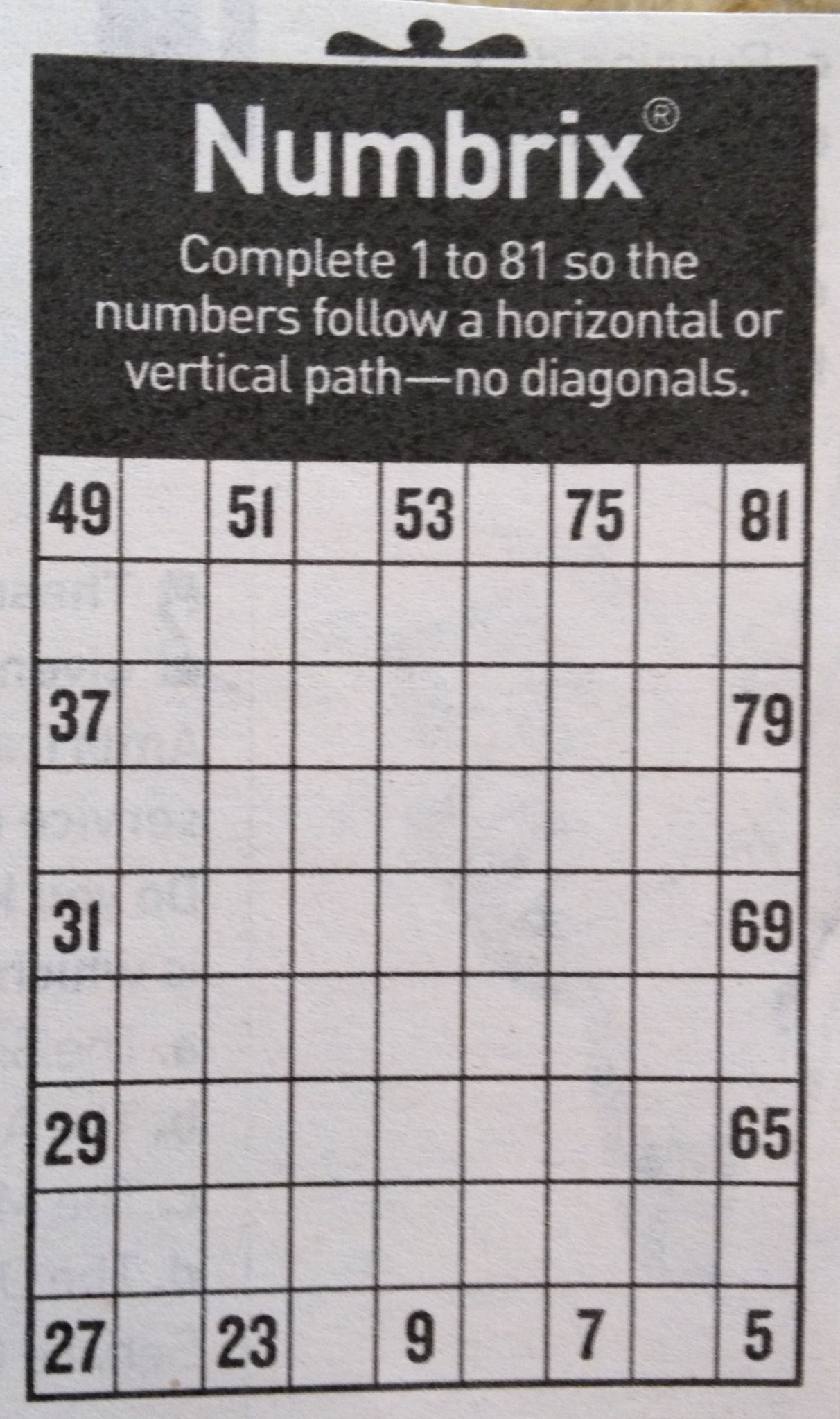 Play Today S Numbrix Puzzle Printable Numbrix Puzzles Parade James 