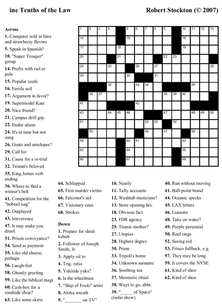 Printable People Magazine Crossword Puzz Free Printable Crossword