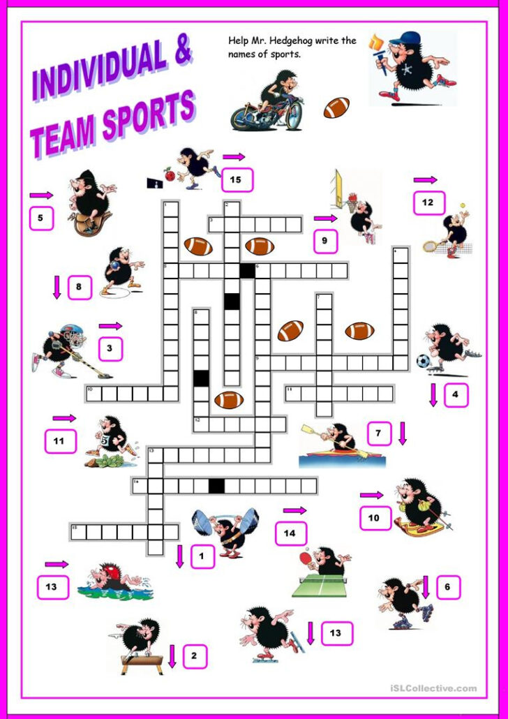 Printable Sports Crossword Esl