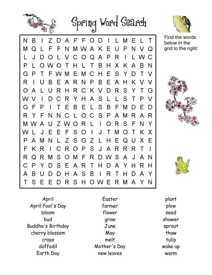 Printable Spring Puzzles Printable Crossword Puzzles Spring Word 