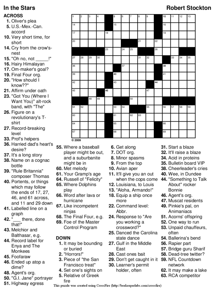 Printable Thomas Joseph Crossword Puzzle For Today Printable James