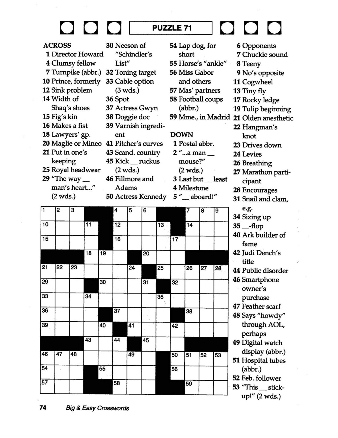 Printable Thomas Joseph Crossword Puzzle For Today Printable James