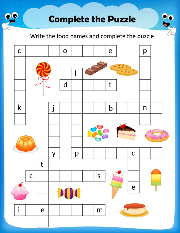 Crosswords For 5 Year Olds Printable