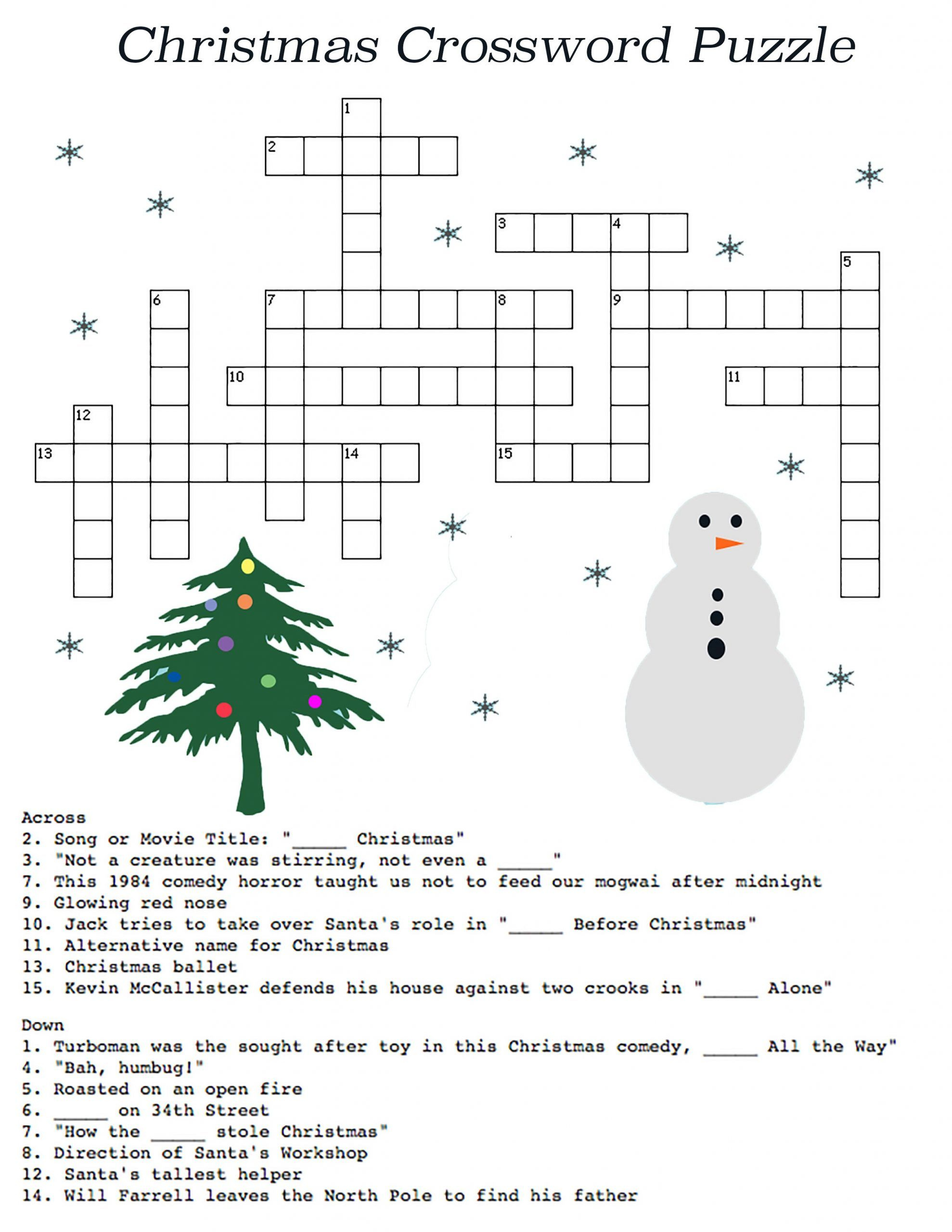 Puzzle Words Worksheet To Print Christmas Crossword Printable 