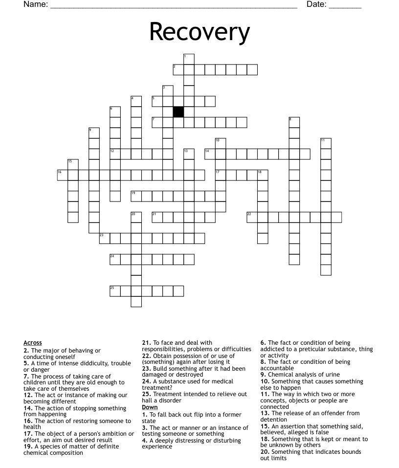 Recovery Crossword WordMint