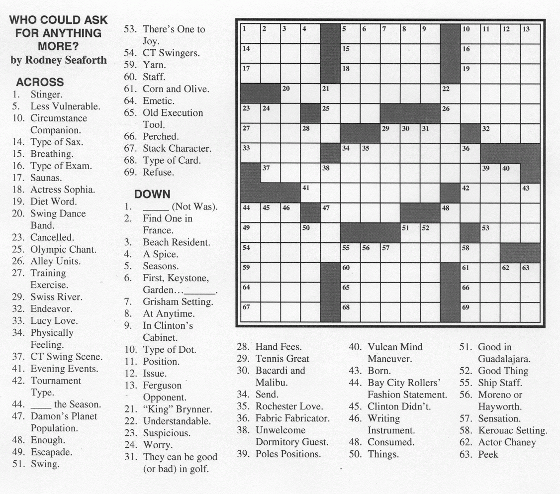 Rodney M Seaforth The Official Site Chicago Sun Times Crossword 