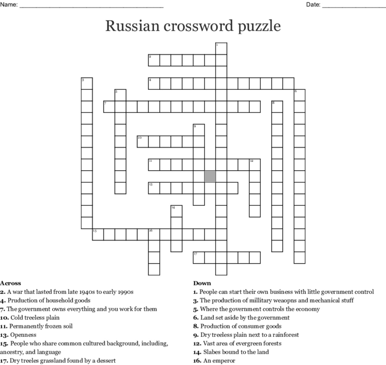 Russian Revolution Crossword Wordmint Printable Russian Crosswords Russian Revolution Crossword Wordmint Printable Russian Crosswords