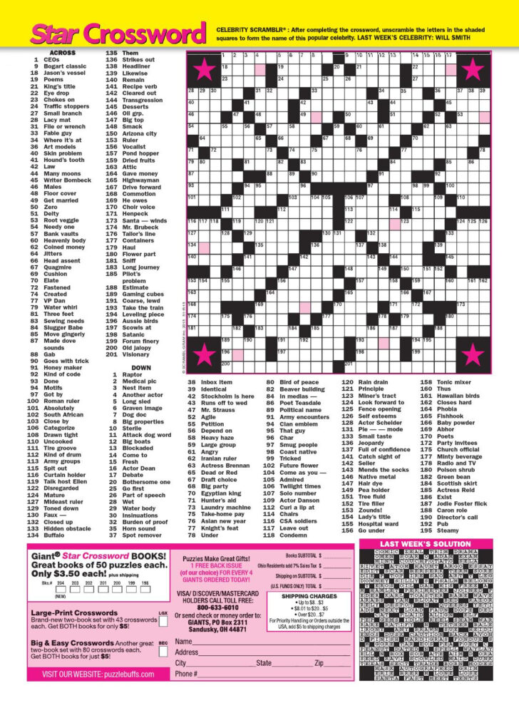 Star Magazine Giant Crossword Puzzles Printable